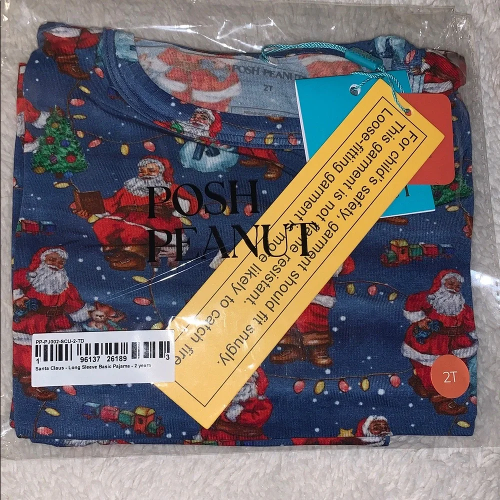 NWT Posh Peanut Santa Claus Pajamas 2T Bamboo Pajama Set Blue